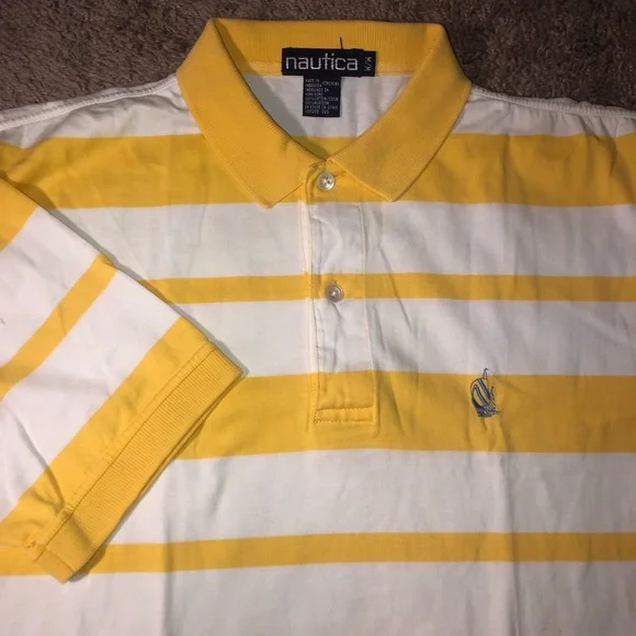 Vintage 80s 90s Nautica Polo Row Crew Preppy Yellow Work School Ivy League Shirt - Picture 1 of 13